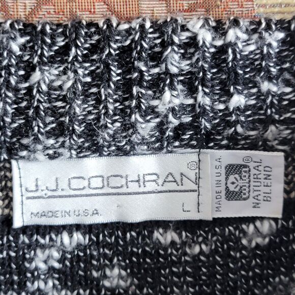 Vintage JJ Cochran Sweater Mens L Black Geometric Long Sleeve Crewneck Pullover - Picture 10 of 11